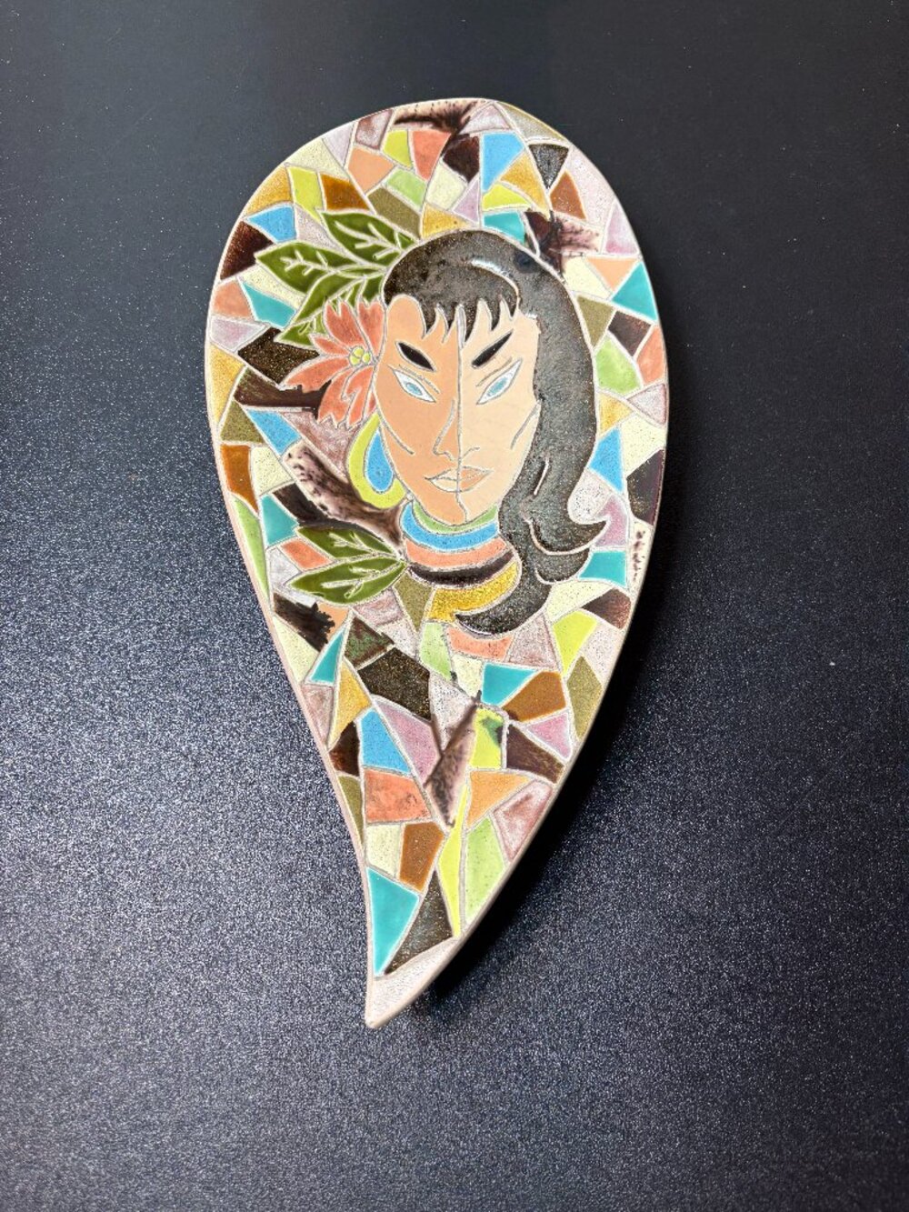 MCM Mosaic Trinket Dish One of a Kind Woman's Face